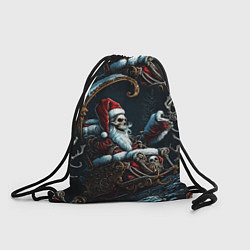Рюкзак-мешок Новогодний патерн со скелетом Санты, цвет: 3D-принт