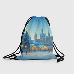 Рюкзак-мешок Новогодний вечерний город, цвет: 3D-принт