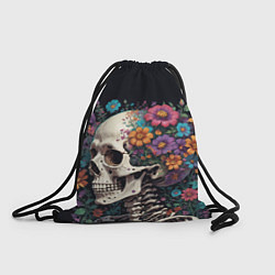 Рюкзак-мешок Скелет среди цветов, цвет: 3D-принт