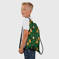 Рюкзак-мешок New year pattern with green background, цвет: 3D-принт — фото 2