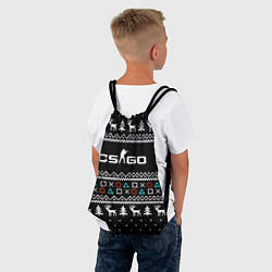 Рюкзак-мешок CS GO новогодний свитер с оленями, цвет: 3D-принт — фото 2