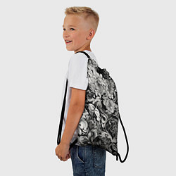 Рюкзак-мешок Чёрно белый цветочны узор, цвет: 3D-принт — фото 2