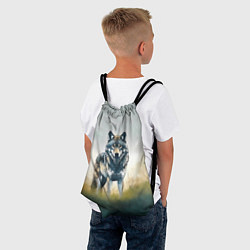 Рюкзак-мешок Минималистичный пейзаж с волком акварель, цвет: 3D-принт — фото 2