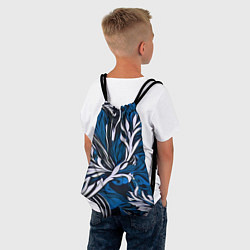 Рюкзак-мешок Синий и белый узор на чёрном фоне, цвет: 3D-принт — фото 2