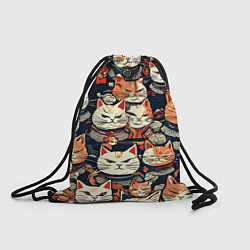Рюкзак-мешок Сердитые котики самураи, цвет: 3D-принт
