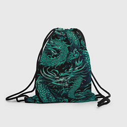 Рюкзак-мешок Дракон бирюзового цвета, цвет: 3D-принт