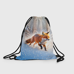 Рюкзак-мешок Лиса на зимней охоте, цвет: 3D-принт