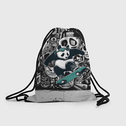 Рюкзак-мешок Скейтбордист панда на фоне граффити, цвет: 3D-принт