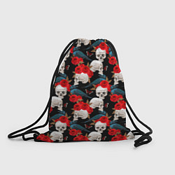 Рюкзак-мешок Skull in roses, цвет: 3D-принт