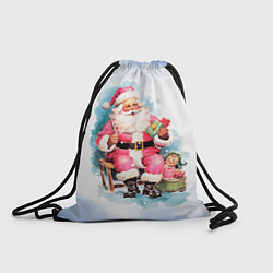 Рюкзак-мешок Акварельный ретро Санта Клаус, цвет: 3D-принт