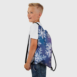 Рюкзак-мешок Снежинки на фиолетово-синем фоне, цвет: 3D-принт — фото 2