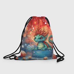 Рюкзак-мешок Новогодний маленький дракон символ 2024, цвет: 3D-принт