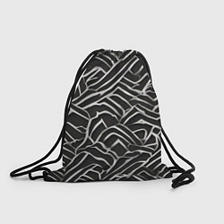 Рюкзак-мешок Абстракция черное серебро, цвет: 3D-принт
