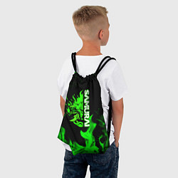 Рюкзак-мешок Samurai green fire toxic, цвет: 3D-принт — фото 2
