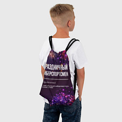 Рюкзак-мешок Праздничный киберспортсмен: фейерверк, цвет: 3D-принт — фото 2