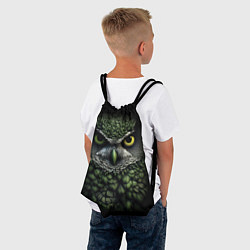 Рюкзак-мешок Зелено черная сова, цвет: 3D-принт — фото 2