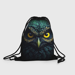 Рюкзак-мешок Бирюзовая сова с желтыми глазами, цвет: 3D-принт