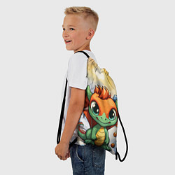 Рюкзак-мешок Зелено-оранжевый дракон, цвет: 3D-принт — фото 2