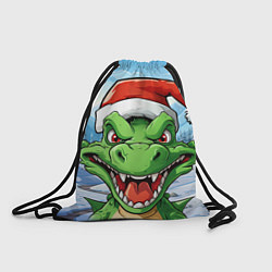 Рюкзак-мешок Зеленый дракон на зимнем пейзаже, цвет: 3D-принт