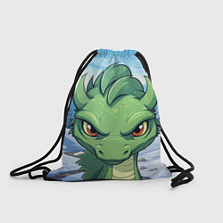 Рюкзак-мешок Забавный маленький зеленый дракон, цвет: 3D-принт