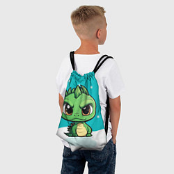Рюкзак-мешок Маленький зеленый забавный новогодний дракон, цвет: 3D-принт — фото 2