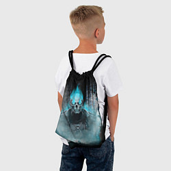 Рюкзак-мешок Синий скелет в дыму, цвет: 3D-принт — фото 2