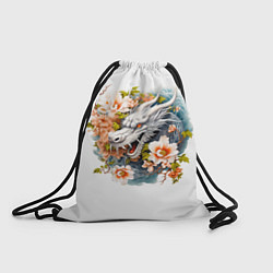 Рюкзак-мешок Китайский дракон в цветах сакуры, цвет: 3D-принт