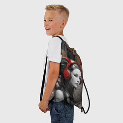 Рюкзак-мешок Девушка футуристичных наушниках, цвет: 3D-принт — фото 2