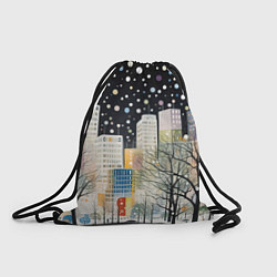 Рюкзак-мешок Новогодний ночной город, цвет: 3D-принт