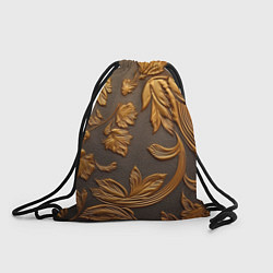 Рюкзак-мешок Лепнина золотые узоры на черном, цвет: 3D-принт