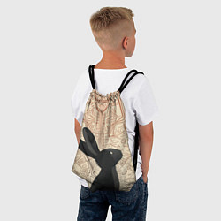 Рюкзак-мешок Чёрный кролик с узорами, цвет: 3D-принт — фото 2