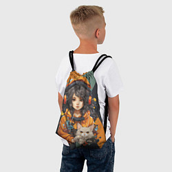 Рюкзак-мешок Красивая девочка-аниме с котенком, цвет: 3D-принт — фото 2