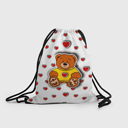 Рюкзак-мешок Стикер наклейка мишка и сердце объемный рисунок, цвет: 3D-принт