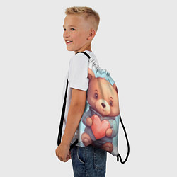 Рюкзак-мешок Плюшевый мишка держит сердечко, цвет: 3D-принт — фото 2
