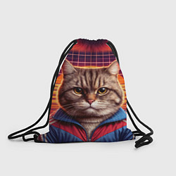 Рюкзак-мешок Полосатый кот в спортивном костюме, цвет: 3D-принт