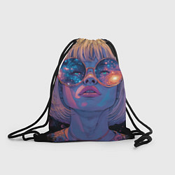 Рюкзак-мешок Девушка в очках в космосе, цвет: 3D-принт