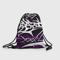 Рюкзак-мешок Белые и розовые агрессивные линии на чёрном фоне, цвет: 3D-принт