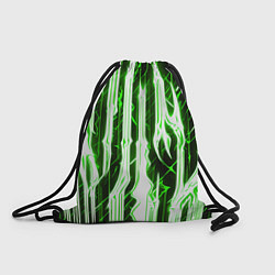 Рюкзак-мешок Зелёные неоновые полосы на чёрном фоне, цвет: 3D-принт