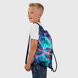 Рюкзак-мешок Неоновая луна, цвет: 3D-принт — фото 2
