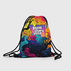 Рюкзак-мешок GTA 6 logo яркий неоновый камуфляжный стиль, цвет: 3D-принт