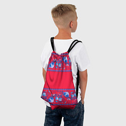 Рюкзак-мешок Голубая гжель на красном фоне, цвет: 3D-принт — фото 2