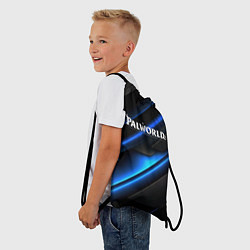 Рюкзак-мешок Palworld logo blue neon abstract, цвет: 3D-принт — фото 2