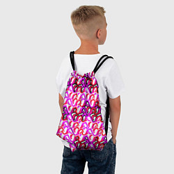 Рюкзак-мешок Розовый узор и белая обводка, цвет: 3D-принт — фото 2