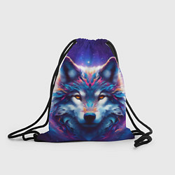 Рюкзак-мешок Волк и звезды, цвет: 3D-принт