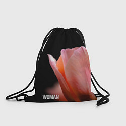 Рюкзак-мешок Тюльпан на чёрном - woman, цвет: 3D-принт