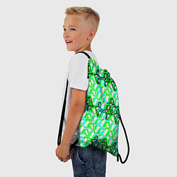 Рюкзак-мешок Зелёный узор и бело-чёрная обводка, цвет: 3D-принт — фото 2