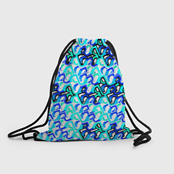 Рюкзак-мешок Синий узор и бело-чёрная обводка, цвет: 3D-принт