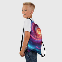 Рюкзак-мешок Яркая неоновая галактика - нейросеть, цвет: 3D-принт — фото 2