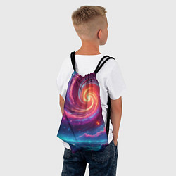 Рюкзак-мешок Яркая неоновая галактика - нейросеть, цвет: 3D-принт — фото 2
