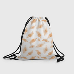 Рюкзак-мешок Бежевые перья на белом фоне, цвет: 3D-принт